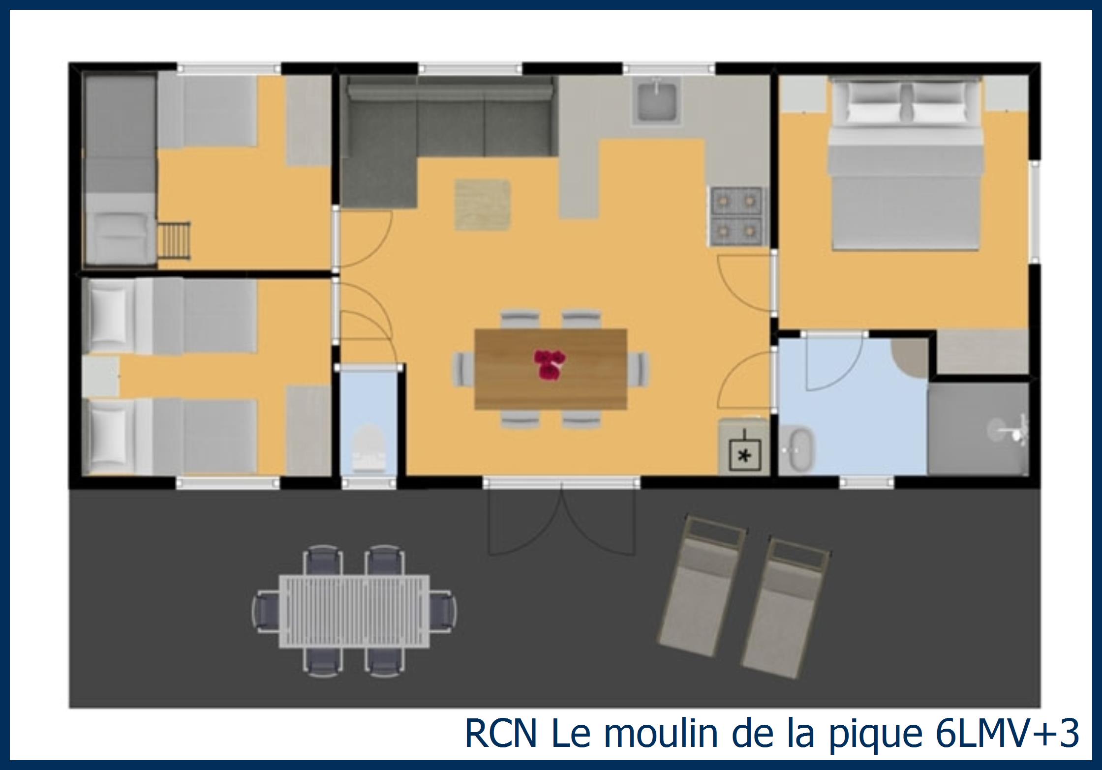 Mobilheim biron 6LMV+3 in Le Moulin de la Pique